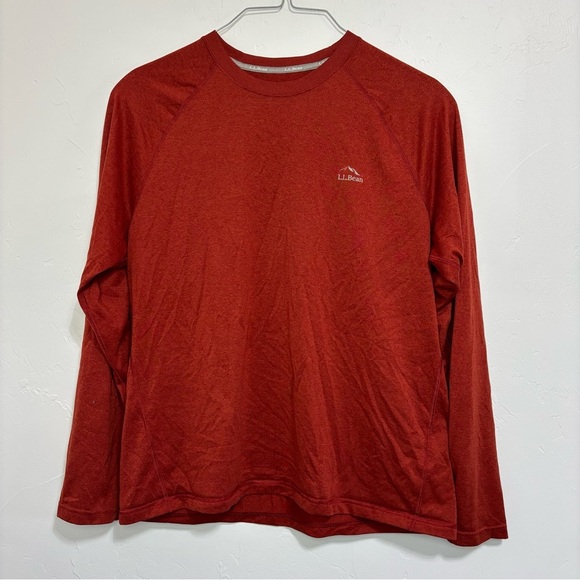 LL Bean Rust Red Orange Men's Long Sleeve T Shirt Slightly Fitted Large Basic - Picture 1 of 6
